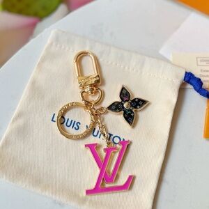 Louis Vuitton Pink and Gold Charm Keyring